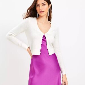 LOFT Cropped V-Neck Cardigan